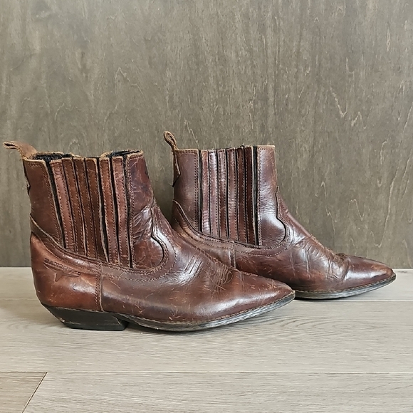 Vintage Ranchero Western Heritage Leather Ankle Cowboy Cowgirl Boots, Size 7 - Picture 1 of 17